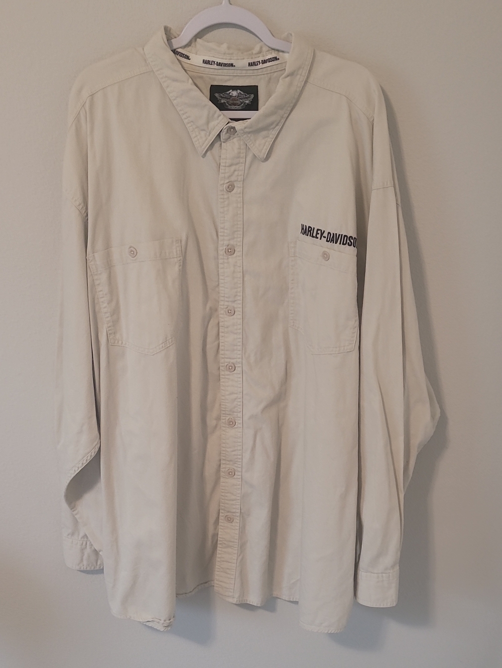 Harley-Davidson Cream Button-Down Long Sleeve Shirt